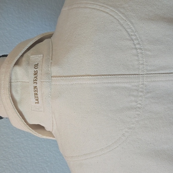VINTAGE LAUREN JEANS CO Cream Denim Longline Button Down Utility Jacket MEDIUM - Picture 11 of 16